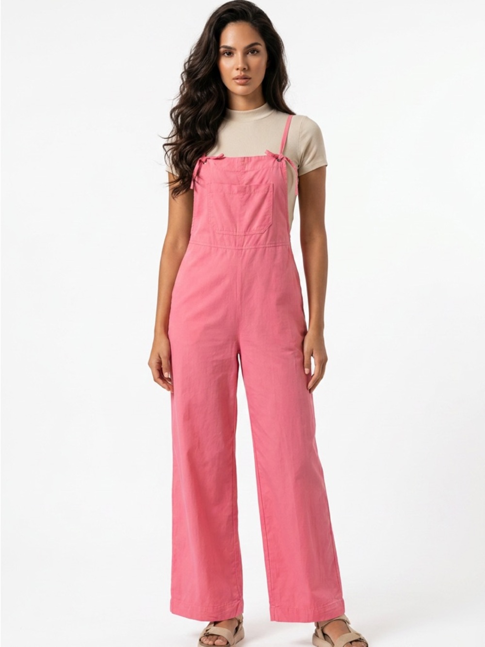 Chelsea & Violet Pink Wide-Leg Overall Jumpsuit